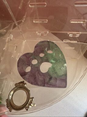 Heart Paw Print Acrylic Decorative Accent - Purple & Green